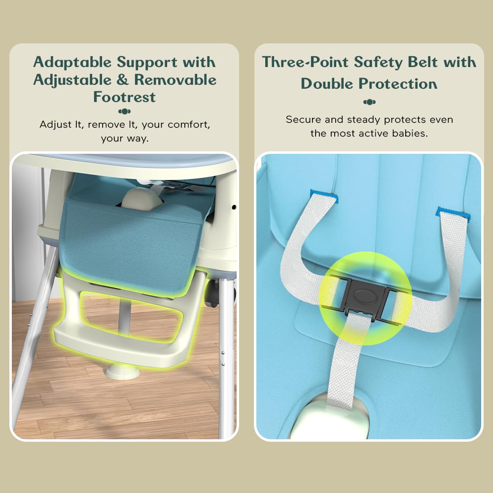 StarAndDaisy High Chair for Baby/Baby Feeding Chair for 0 to 5 Years with 4 in-1 Multifunctions/High Chair with Height Adjustable, Detachable Tray & One-Hand Adjustable -Blue