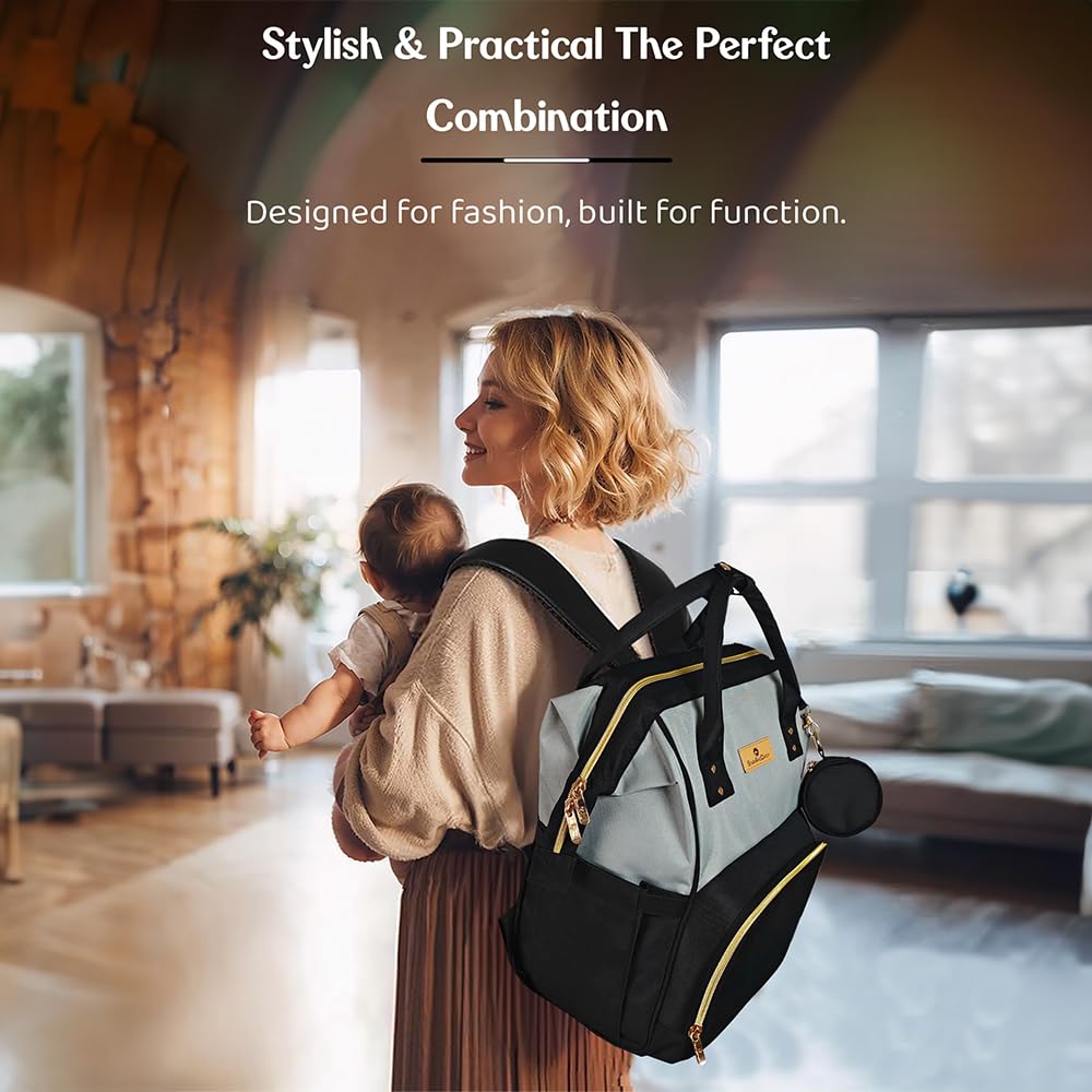 StarAndDaisy Diaper Bag for Mothers for Travel/Maternity Bag with 16 Multi-Purpose Pockets with Quick Access Diaper & Mobile Pocket/Diaper Bag for Baby-black