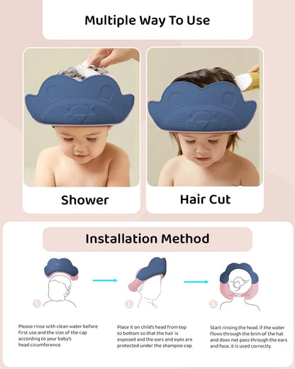 StarAndDaisy Baby Shower Cap Shield, Adjustable Shower Cap for Kids, Visor Hat for Eye and Ear Protection for 0-9 Year Old Baby.