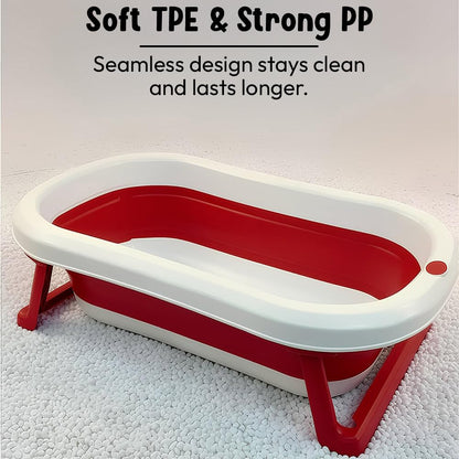 StarAndDaisy Baby Bath Tub for 0 to 5 Years/Bath Tub for Kids 0-3 Years, Tub for Girls & Boys with oldable Legs, Easy to Store -Red
