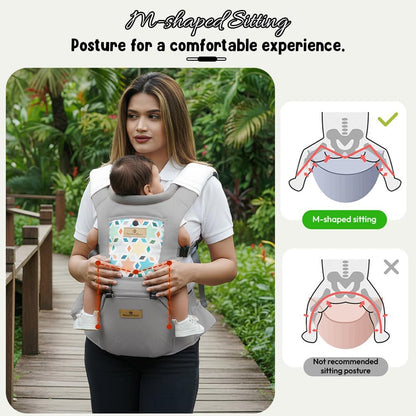 StarAndDaisy 4-in-1 Baby Carrier for 0 to 3 Year Baby/Kangaroo Bag with Comfortable Soft Hip Seat/Baby Carrier - 4 Carrying Positions with 2 Storage Pockets - Blue (4-in-1 Light Grey)