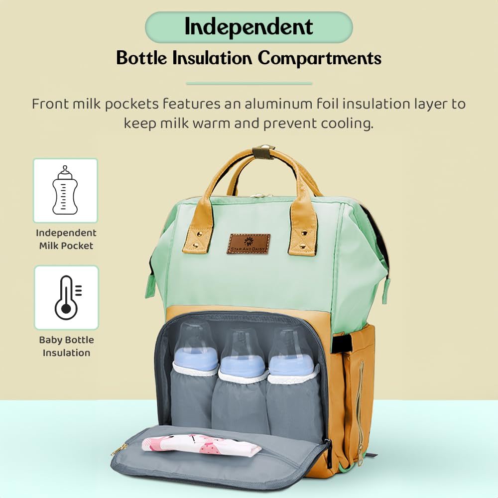 StarAndDaisy Diaper Bag for Mothers for Travel – 27L Lightweight Waterproof Leatherite Diaper Bag/Baby Bag for Mother Travel with 15 Multi-Purpose Pockets & Quick Access Diaper Pocket