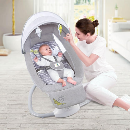 StarAndDaisy X Mastela 3 in 1 Swing Rocker Automatic for New Born Baby 0 to 18 Month Girl & Boy with 4- Swing Modes, Multi Backrest Adjustment - Ice Cream