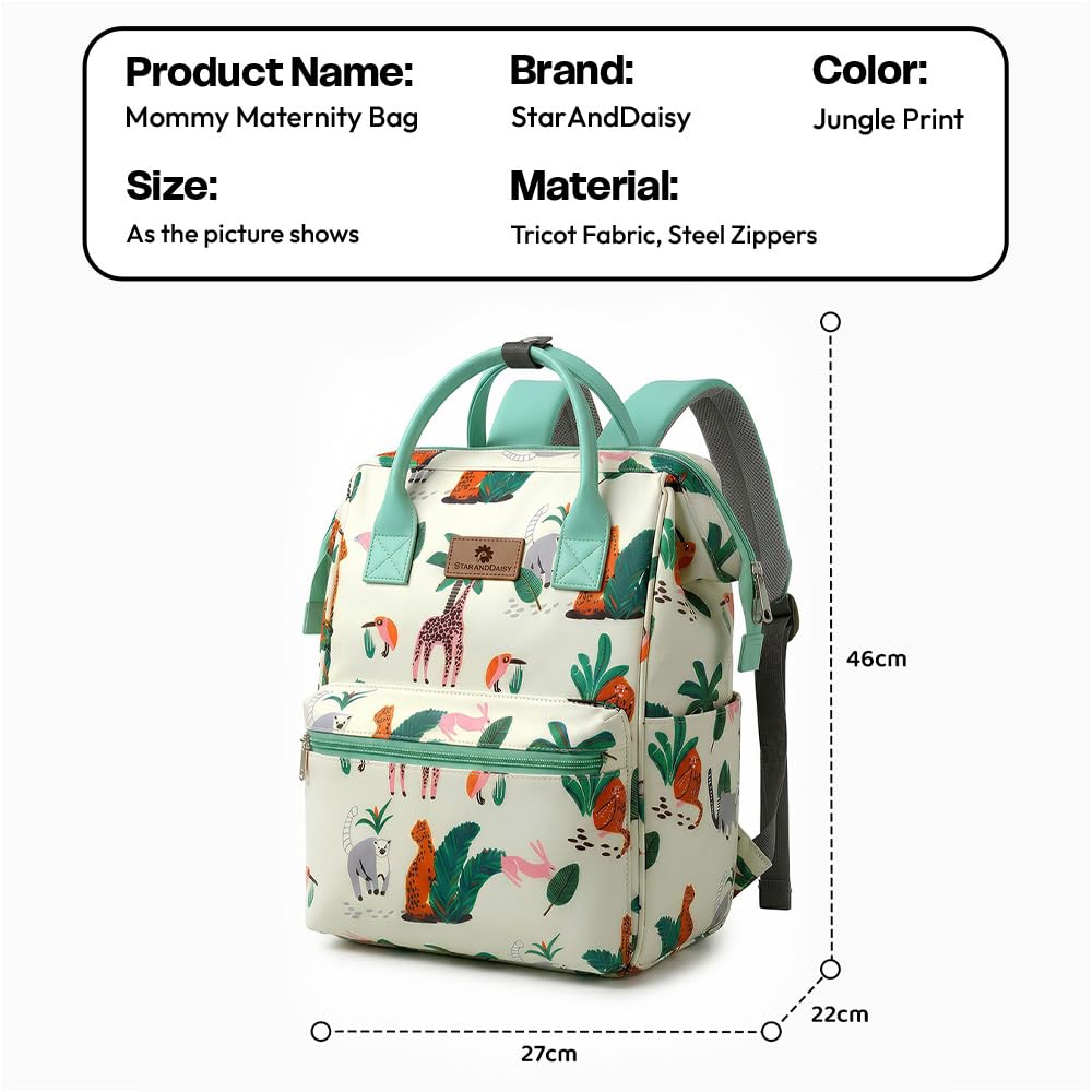 StarAndDaisy Baby Diaper Bag for Mother Travel/Diaper Bags for Mother for Travel with Laptop Pocket, Multi Compartments, Insulated Bottle Pockets, Waterproof, Ultra soft fabric - Green