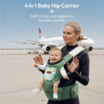 StarAndDaisy 4-in-1 Baby Carrier for 0 to 3 Year Baby/Kangaroo Bag with Comfortable Soft Hip Seat/Baby Carrier - 4 Carrying Positions, 2 Storage Pockets (Green)