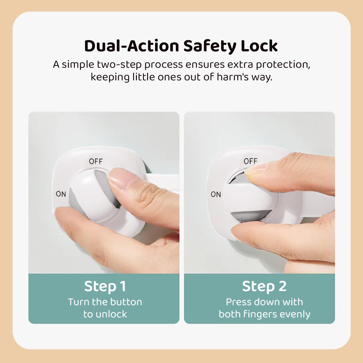 StarAndDaisy Baby Proofing Safety Locks, Adjustable Furniture Locks for Drawers, Fridge, Cupboards, Easy Install & Remove with Adhesive Pasting (Large, 4)