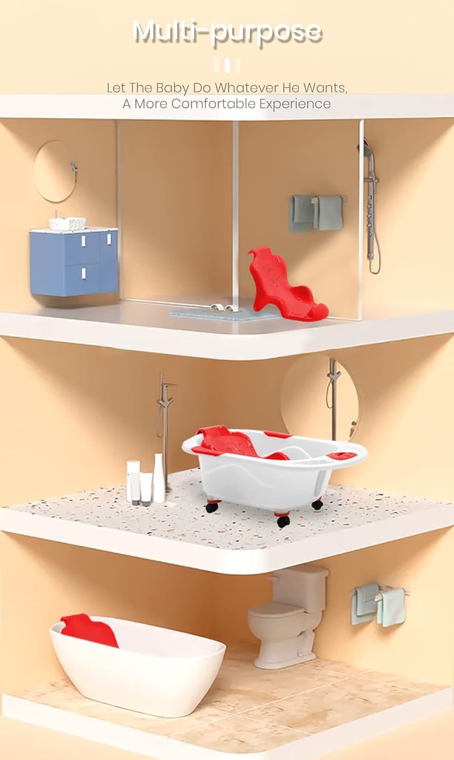 StarAndDaisy Baby Anti Slip Bather/Bath Seat for 0-18 Months for Infant/Toddler -Super Comfortable & Non Slip Bath Chair-(Red)