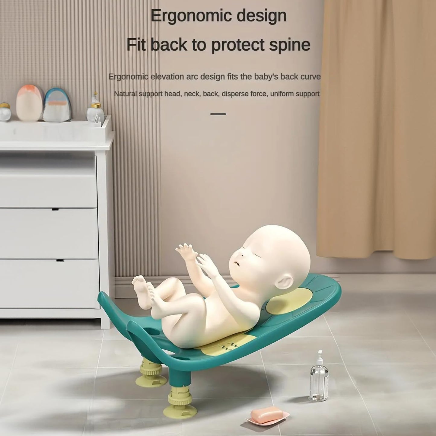 StarAndDaisy Baby Bath Seat for Newborn to 0-18 Months, Baby Bumwasher with Non-Slip, Adjustable, Portable, Comfortable, Hygienic Baby Bather