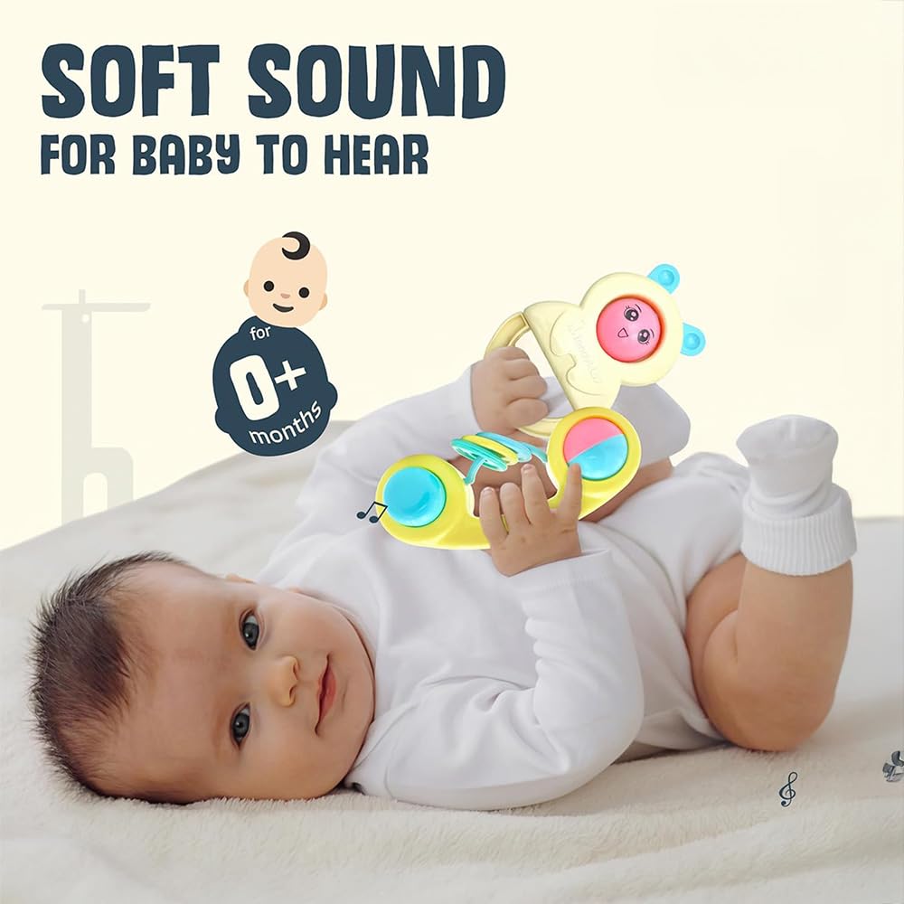 StarAndDaisy 6 Pcs Baby Rattle Gift Set & Teether Set | Safe, Non-Toxic Toys for Newborns 0+ Months | Colorful Soft Sound Rattles | Ideal for Baby Gift.