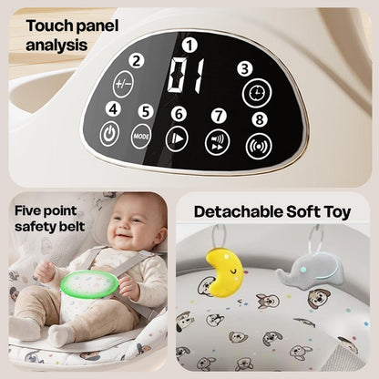 StarAndDaisy baby rockers for 0 to 2 years, Baby Multi functional rocker for babies, Infants & Toddler with mattress, 5-level Automatic Swing & Bouncer/ cradle with touch panel & hanging toys (601-Beige)
