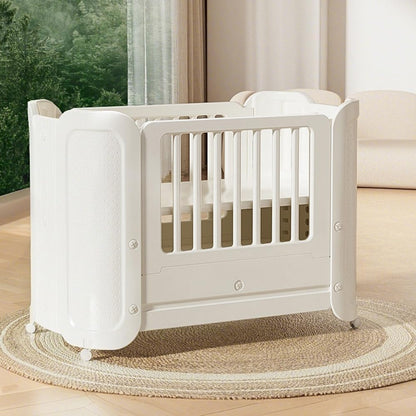 StarAndDaisy Baby Cot with Wheels / 100KG Heavy Duty PP Baby Crib/Waterproof & Termite Resistant/BPA-Free Newborn Baby Bed/Portable Infant Sleeping Cot -White