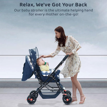 StarAndDaisy Baby Stroller for 0–3 Years, Foldable Baby Stroller/Pram with Mosquito Net, Large Storage Basket, 5 Point Safety Harness