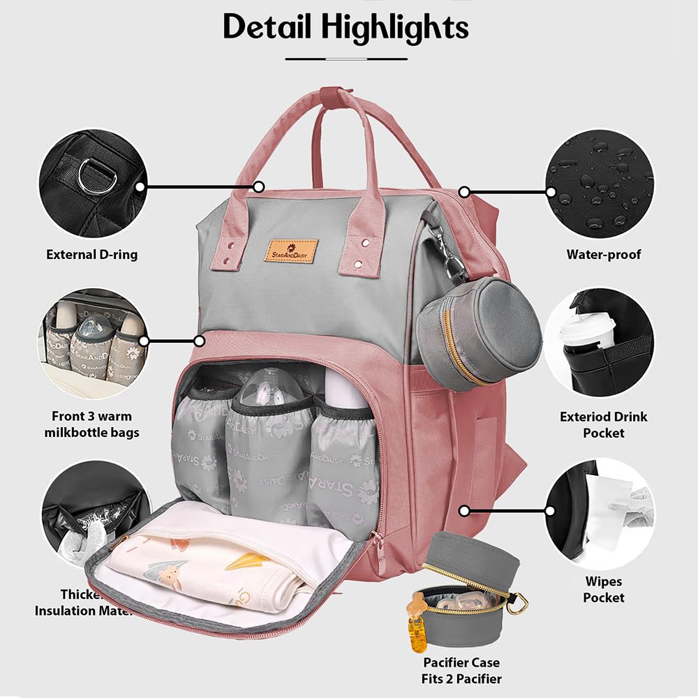 StarAndDaisy Baby Bag for Mothers Travel/Maternity Bag with 16 Multi-Purpose Pockets with Quick Access Diaper & Mobile Pocket/Diaper Bag for Baby
