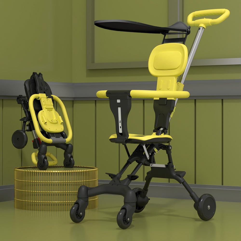 Staranddaisy Stroller For Baby Boy & Girl 0 To 3 Years / Premium Travel Baby Stroller / Lightweight & Foldable / 360° Rotating Seat / Reclining Backrest / Adjustable Handlebar / Secure Five-Point Harness- Yellow