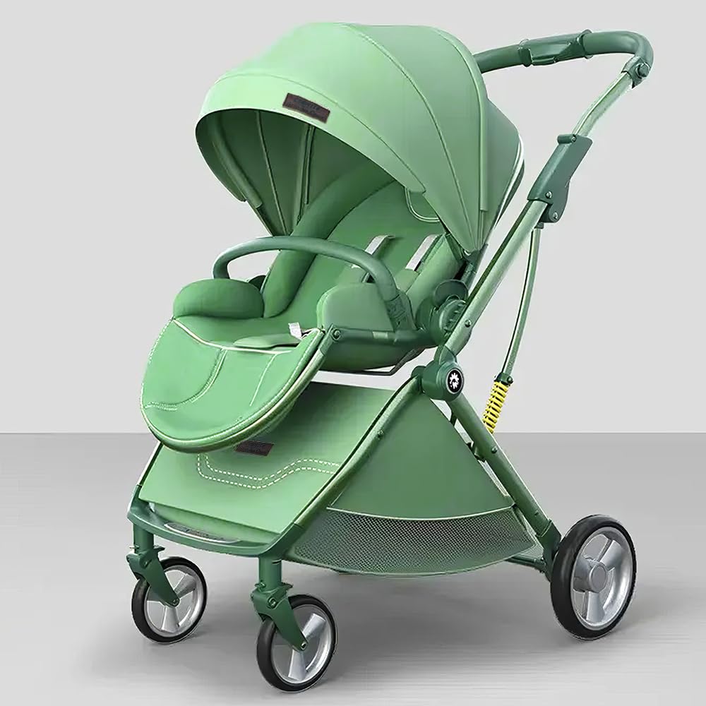 StarAndDaisy Coballe Baby Stroller, 2 in 1 High Landscape Convertible Reversible Bassinet Pram for Infant, Foldable Aluminum Alloy Pushchair with Adjustable Backrest, 3D Suspension (Green)