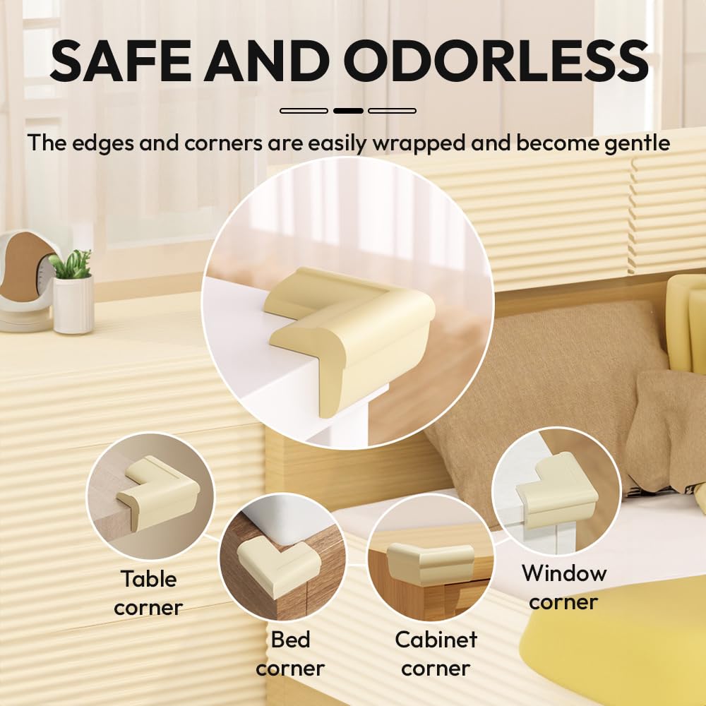 StarAndDaisy Baby Proofing Corner Guards - Pack of 10 / Pre-Taped Edge Guards for Baby Safety/Cushion Edge Protectors for Sharp Edges & Furniture Corners