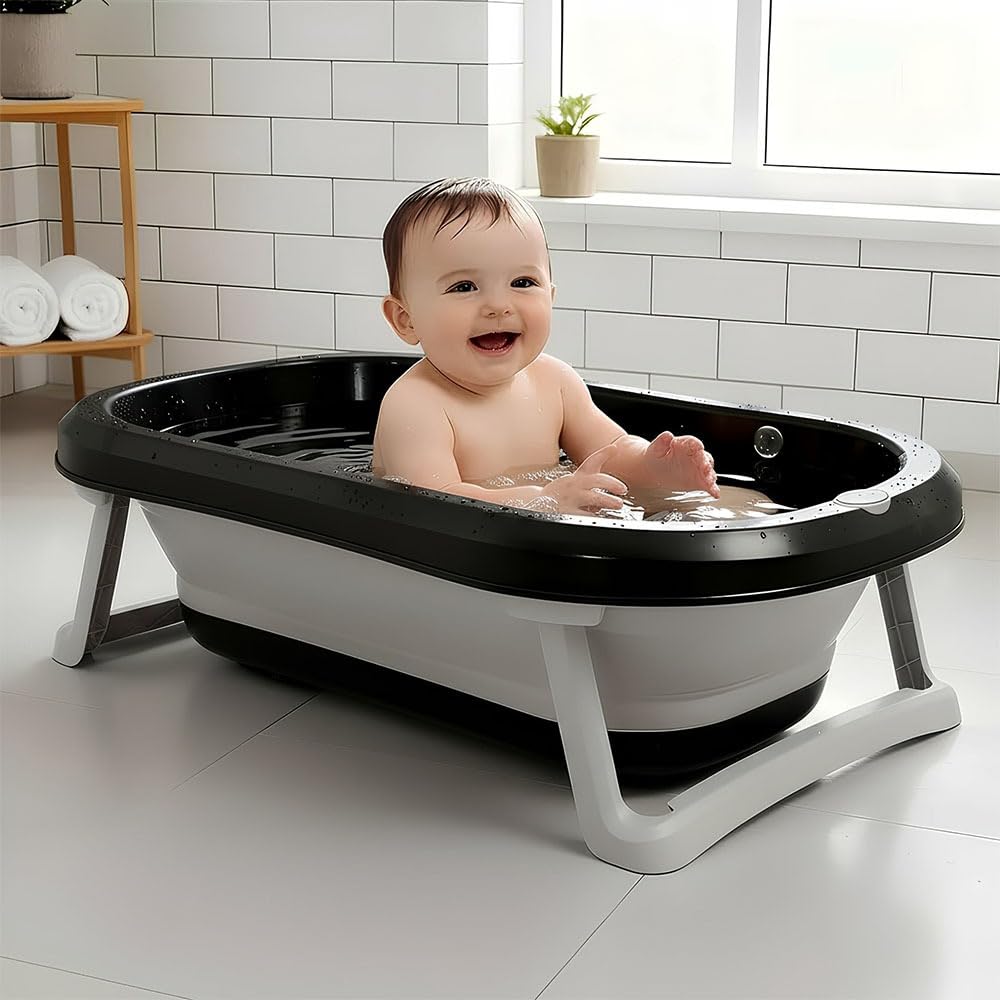 StarAndDaisy Baby Bath Tub for 0 to 5 Years/Bath Tub for Kids 0-3 Years, Tub for Girls & Boys with oldable Legs, Easy to Store -Black