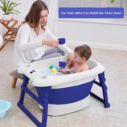 StarAndDaisy 2-in-1 Baby Bath tub for 0 to 5 Years with Bathing Chair & Cushion/Foldable Bath tub for Kids 0-3 Years for Girls and Boys, Space Saving Design & Fast Drainage (Blue)