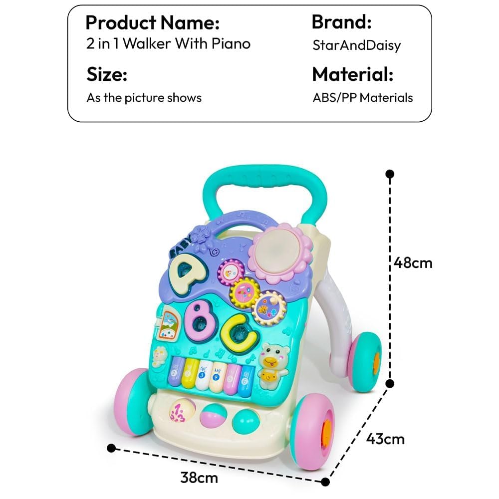 Uonibaby by StarAndDaisy Baby Multiactivity Push Walker with Doodle, for Infants & Toddlers Touch Senser, Educational Elements and Stable & Safe Design