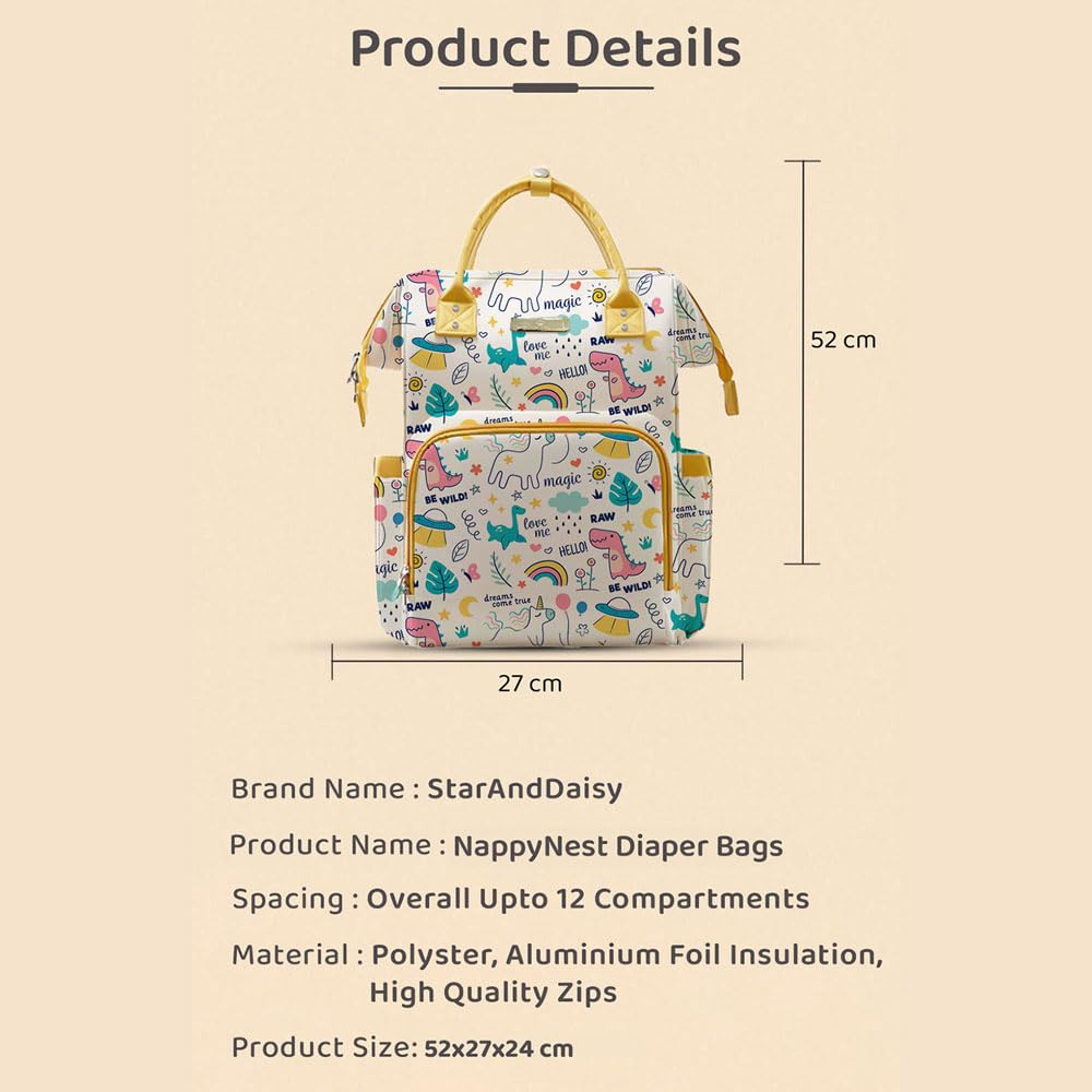 StarAndDaisy Diaper Bag/Diaper Bag for Mothers for Travel, 28L Waterproof Baby Bag for Mother Travel with 15 Multipurpose Pockets