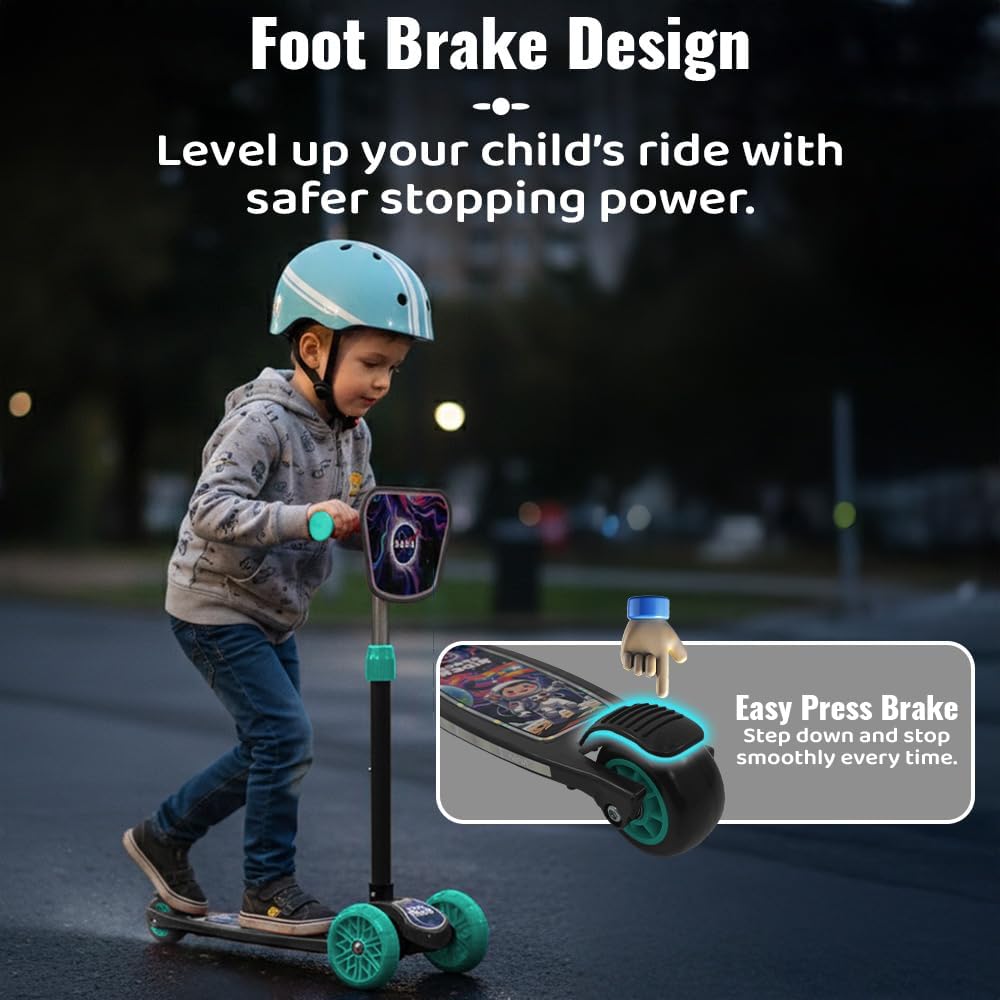 StarAndDaisy X NASA Kick Scooter for Kids 3+ Years, Foldable Skate Scooter for Children Girls & Boys with Multi-Level Height Adjustment, LED Wheels & Brakes -(Officially Licensed) Black