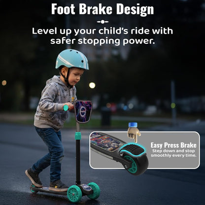StarAndDaisy X NASA Kick Scooter for Kids 3+ Years, Foldable Skate Scooter for Children Girls & Boys with Multi-Level Height Adjustment, LED Wheels & Brakes -(Officially Licensed) Black