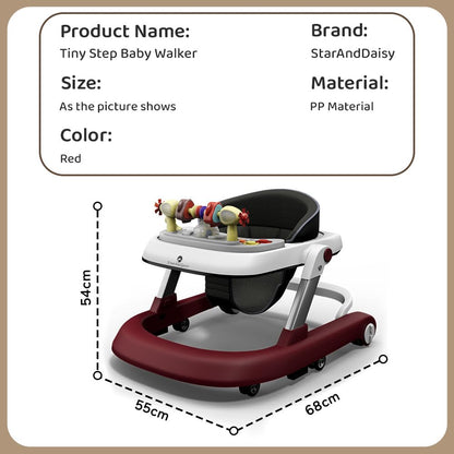 StarAndDaisy Baby Walkers For 6-24 Month Baby Boy Girl/Walker For Kids For 1 Years With Adjustable Height, Musical Tray/WalkerBaby With Brakes Prevant from Falling,Red