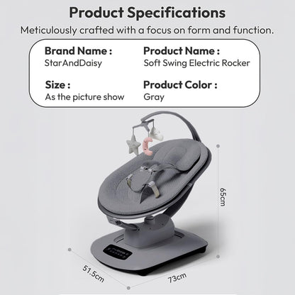 StarAndDaisy Electric Swing for Baby Automatic/Baby Swing for 0 to 2 Years with Adjustable Backrest/Baby Rocker Swing with 5 Levels of Speed, Light Weight, Play Toy-Grey