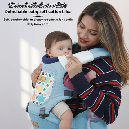 StarAndDaisy 4-in-1 Baby Carrier for 0 to 3 Year Baby/Kangaroo Bag with Comfortable Soft Hip Seat/Baby Carrier - 4 Carrying Positions with 2 Storage Pockets - Blue (4-in-1 Light Blue)