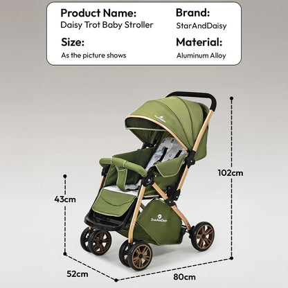 StarAndDaisy Foldable Baby Stroller for 0-3 years Infant & Toddler / Travel Pram for Baby with 360° Swivel Lockable Front Wheels , Multi-Level Recline & Adjustable Footrest , Removable Tray , Safety Harness Belt -Black