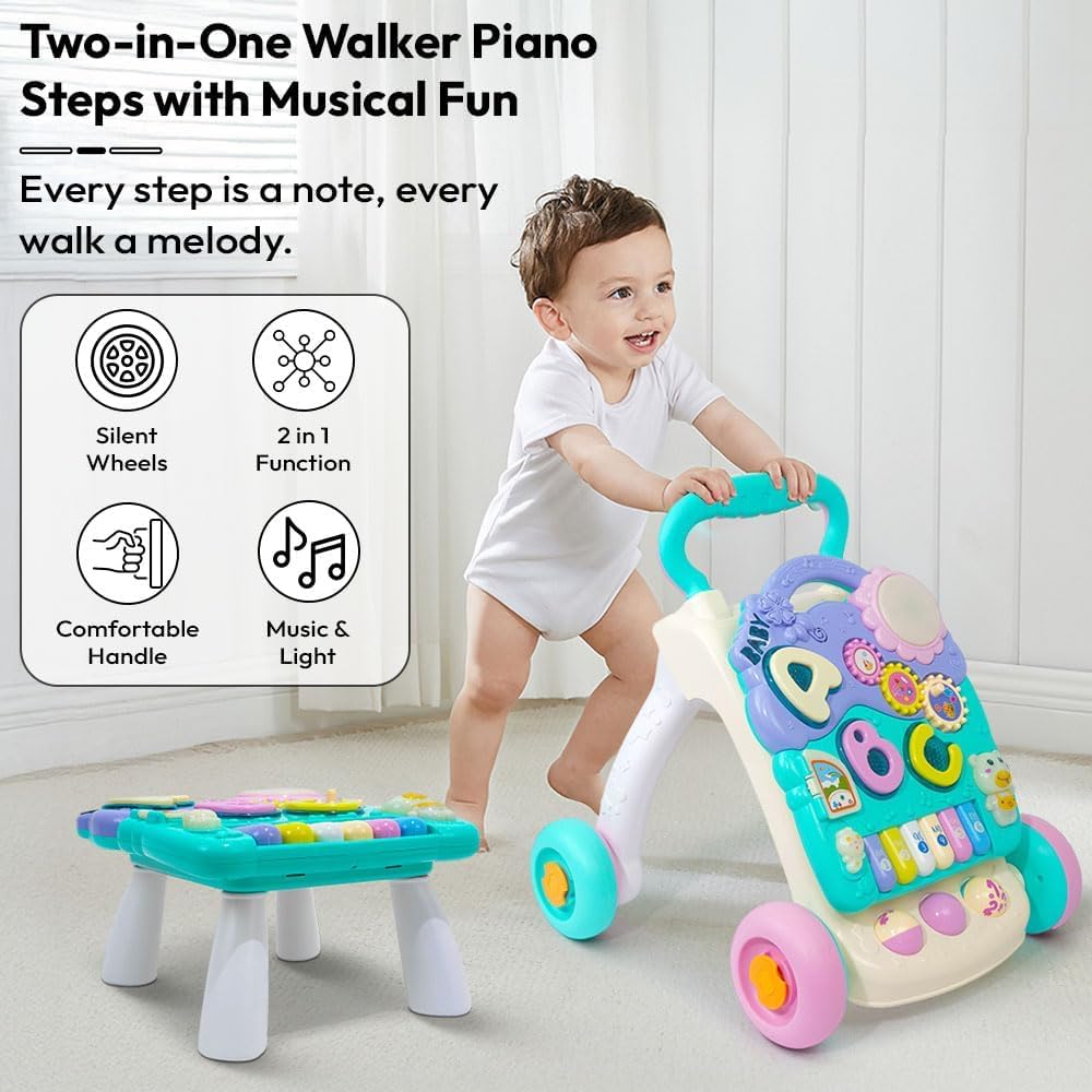 Uonibaby by StarAndDaisy Baby Multiactivity Push Walker with Doodle, for Infants & Toddlers Touch Senser, Educational Elements and Stable & Safe Design