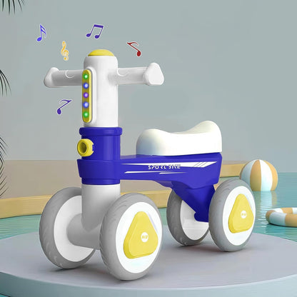 StarAndDaisy Balance Bike/Push Ride on for Kids/Toddler with 4 Smooth Wheels, Music & Lights/Mini Bike for Kids - (Blue)