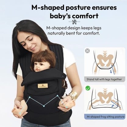 StarAndDaisy 4-in-1 Baby Carrier for 0 to 3 Year Baby/Kangaroo Bag with Comfortable Soft Hip Seat/Baby Carrier - 4 Carrying Positions with 2 Storage Pockets - Blue (Black)