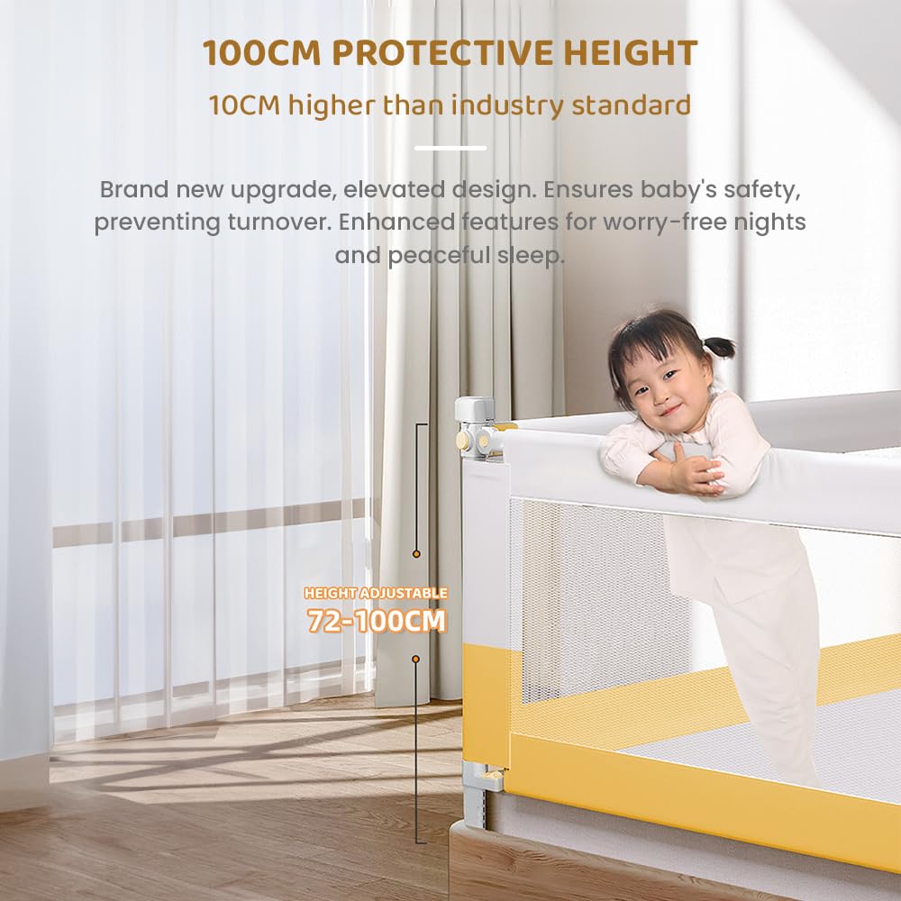 StarAndDaisy Baby Bed Guard Rail with Hight Adjustable/Portable Single Side Bed Rail for Toddler's Safety(T-1.5m)
