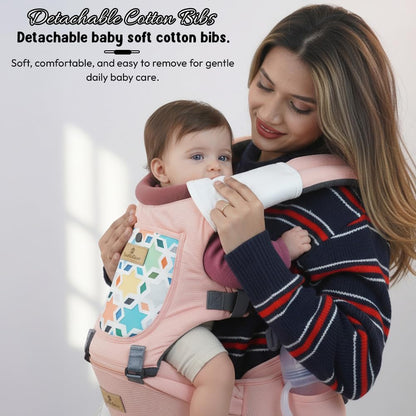 StarAndDaisy 4-in-1 Baby Carrier for 0 to 3 Year Baby/Kangaroo Bag with Comfortable Soft Hip Seat/Baby Carrier - 4 Carrying Positions with 2 Storage Pockets - Blue (4-in-1 Pink)