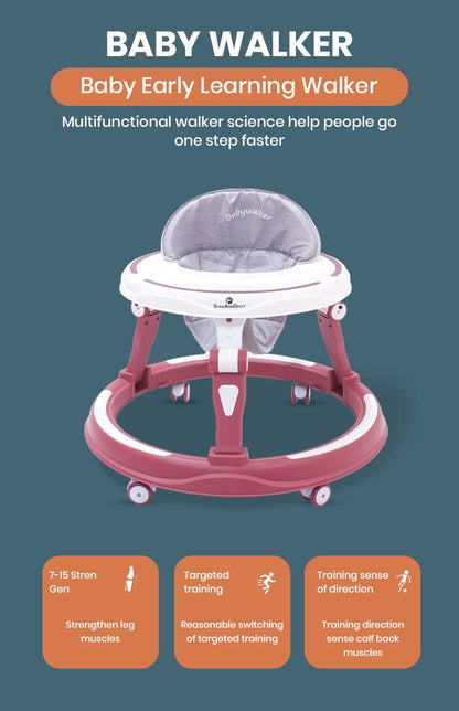 StarAndDaisy Baby Walkers 6-24 Month Boy & Girl / 360° Walker for Kids 1 Years with Multi Adjustable Height/Multi-Function Baby Walker with Anti-Rollover - (Red)