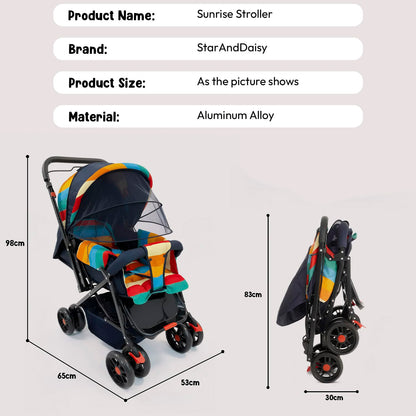 StarAndDaisy Baby Stroller for 0–3 Years, Foldable Baby Stroller/Pram with Mosquito Net, Large Storage Basket, 5 Point Safety Harness