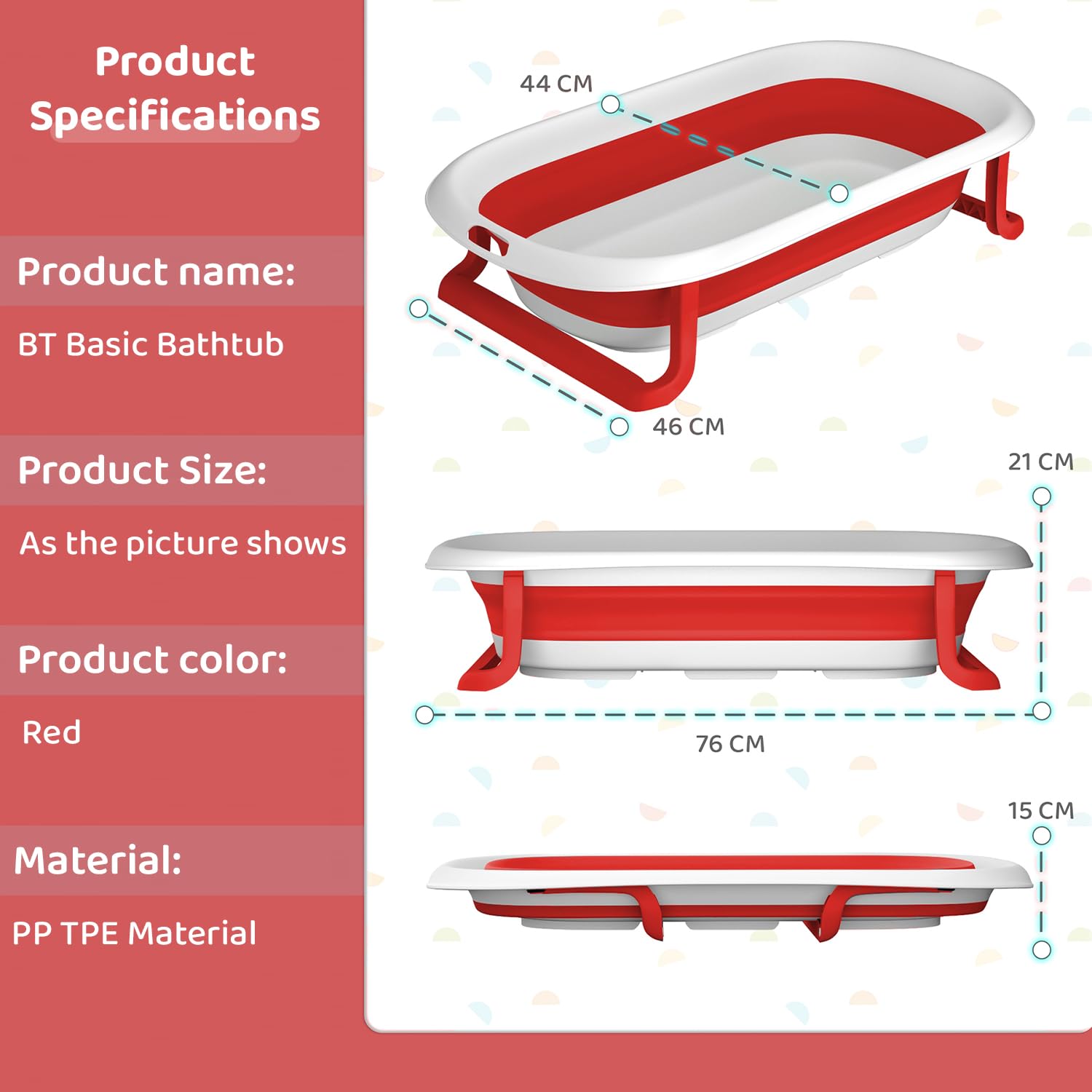 StarAndDaisy Baby Bath Tub for 0 to 5 Years/Bath Tub for Kids 0-3 Years, Newborn Baby Folding Bathing Tub Girls & Boys with Soap Tray, Easy to Store (BT-Red)