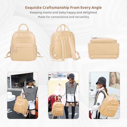 StarAndDaisy Baby Diaper Bag for Mothers/Mom Travel Maternity Backpack with Insulated Milk Bottle Pocket, Multi Compartments, Waterproof, Travel Friendly, Lightweight (Beige)