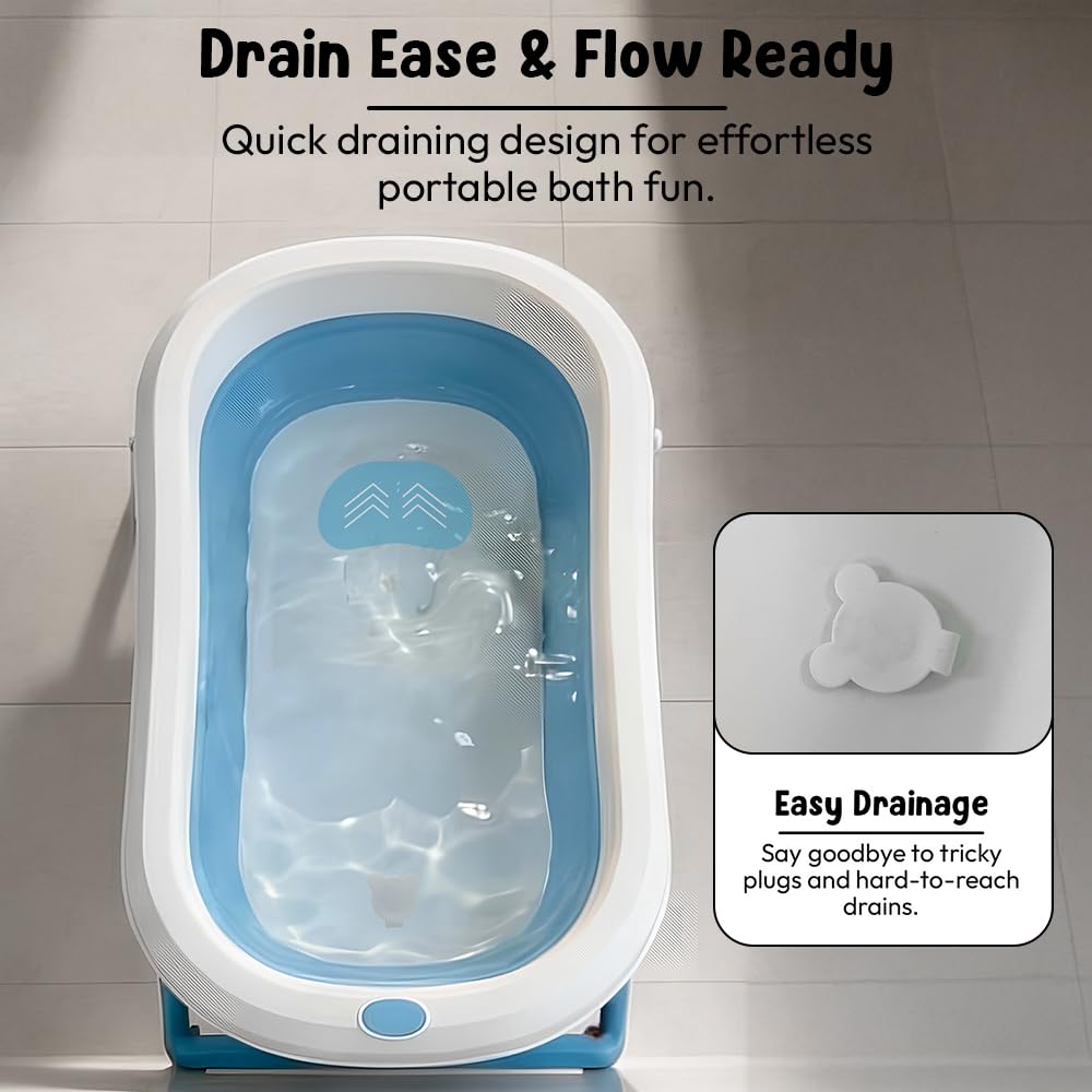 StarAndDaisy Baby Bath Tub for 0 to 5 Years/Bath Tub for Kids 0-3 Years, Tub for Girls & Boys with Foldable Legs, Easy to Store -Sky Blue