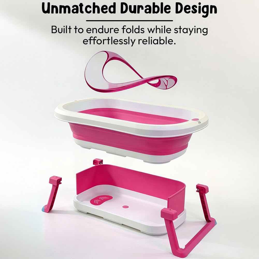 StarAndDaisy Baby Bath Tub for 0 to 5 Years/Bath Tub for Kids 0-3 Years, Tub for Girls & Boys with Foldable Legs, Easy to Store -Pink