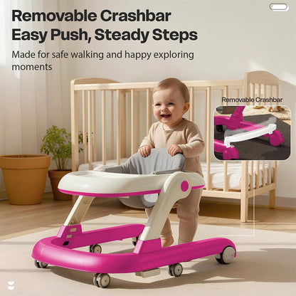 StarAndDaisy Baby Walker for 6-18 Month Baby Boy & Girl/Height Adjustment, Speed Control/Baby Walker for Kids with Safety Wheels and Comfortable Seat -Pink