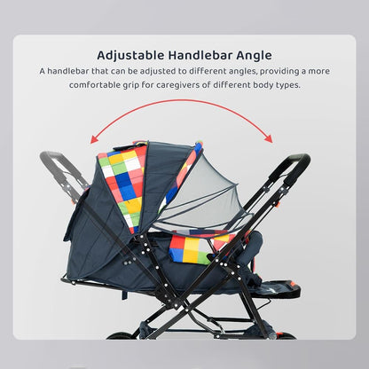 StarAndDaisy Sunrise Baby Stroller for 0-5 Years - Foldable Lightweight Pram with 3-Point Safety Harness, Adjustable Backrest, 360° Swivel Wheel, and Reversible Handlebar, Ideal for Boys and Girls (Prism)