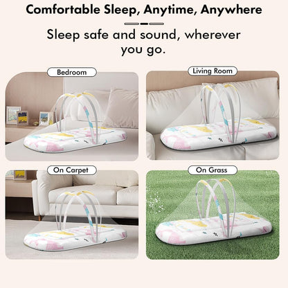 StarAndDaisy 2-in-1 Baby Sleeping Bag with Mosquito Net for Newborn/Soft & Breathable Cotton Sleeping Sack Cum Wrapper/Foldable Bag for Baby Protection/Infant (0-12 Months)-Ocean Print