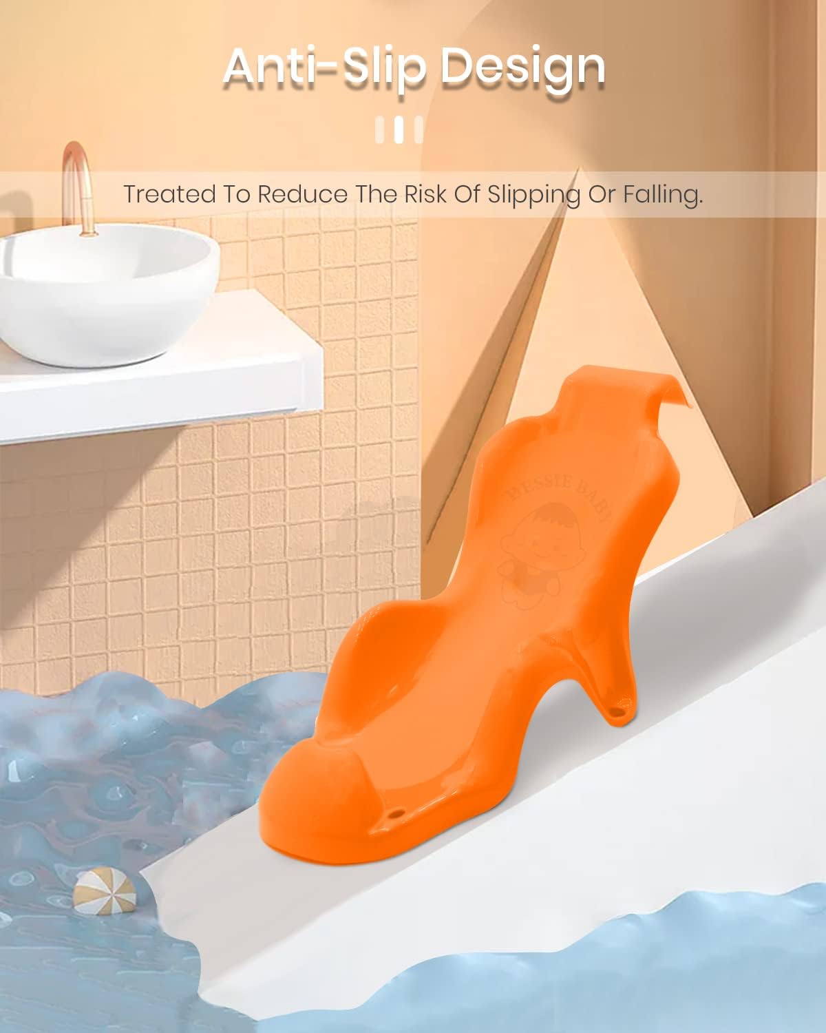 StarAndDaisy Baby Bather/Bath Chair Seat for New Born 0-12 Month Super Comfortable & Non-Slip Bathing Chair (Orange)