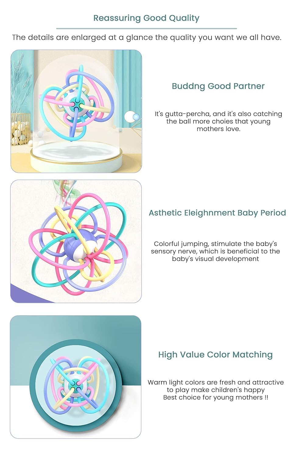 StarAndDaisy Soft Silicone Teether for 6 to 12 Months, Baby Teether Toys for Baby 6-12 Months Kids, Soft Silicone & BPA Free (Mesh - MultiColorN)
