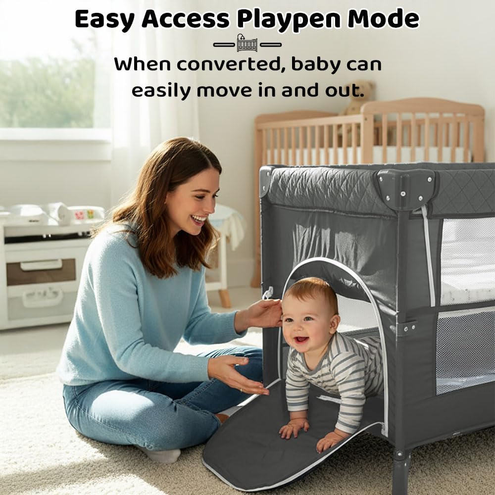 StarAndDaisy Cradle for new Born Baby Cradle for 0 to 3 Year Baby, Convertible playpen with Wheels,Storage Basket & Mosquito net Baby Sleeping Cradle/Bedside Bassinet - Assorted Colour