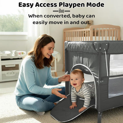 StarAndDaisy Cradle for new Born Baby Cradle for 0 to 3 Year Baby, Convertible playpen with Wheels,Storage Basket & Mosquito net Baby Sleeping Cradle/Bedside Bassinet - Assorted Colour