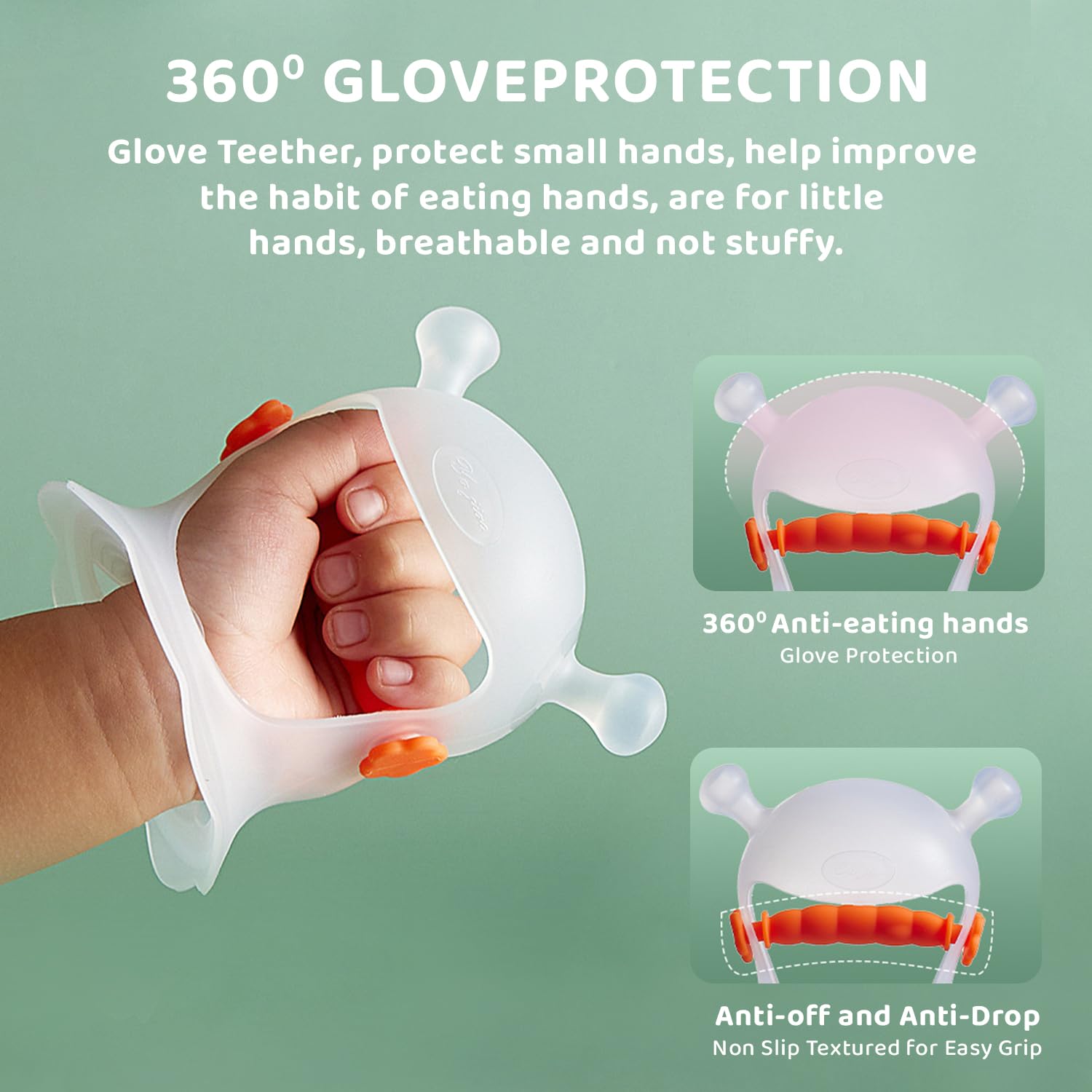 StarAndDaisy Adjustable Baby Thumb Sucking Hand Protector, Silicone Hand Sucking Stop, Baby Finger Protector Prevent Thumb Sucking for Infant Kids. (White&Blue)