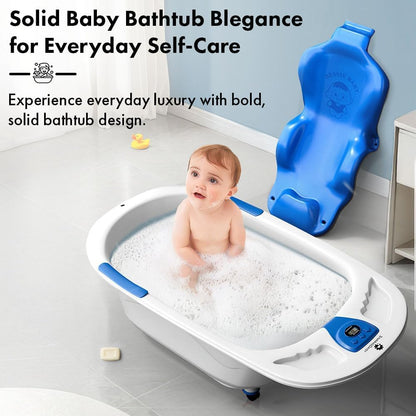 StarAndDaisy Baby Bath Tub for 0 to 5 Years/Bath Tub for Kids 0-3 Years/Infants Bathtub with Temperature Censor & Baby Bath Seat/Sling, Antislip Kids Bath Tub with Bath Chair -White Blue